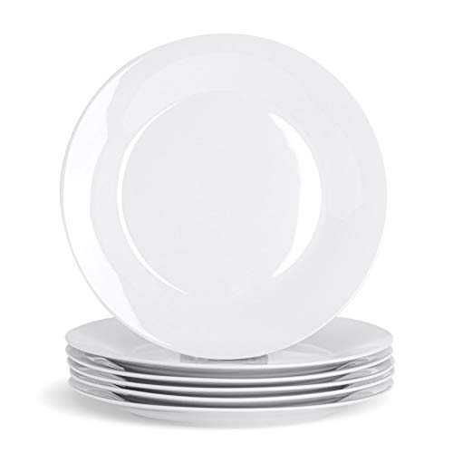 Argon Tableware White Wide Rimmed Dinner Plates - 268mm (10.5") - Box of 6