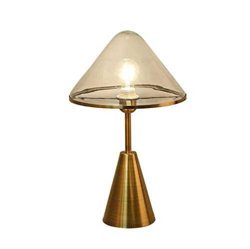Desk Lamp for Living Room Bedroom Golden Table Lamps Iron Nightstand Table Lamps with Glass Lampshade Modern Transparent Bedside Lamps for Home Office Study Lamp, 19.7"H Bedside Desk Lamp