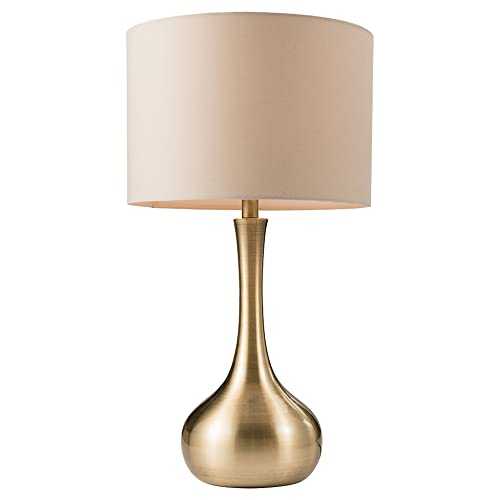 Circus Modern Soft Brass Effect & Taupe Cotton Mix Shade Touch 3 Stage Dimmer Desk Reading Table Lamp