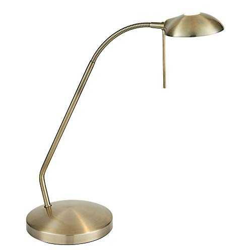 Beckett Modern Antique Brass Touch Dimmer Bedside Table Lamp - Directional Handle Dimmable Touch Sensitive Control Reading Lamp for Office, Home, Study, Work