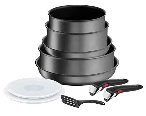 Tefal Ingenio Daily Chef ON Pots & Pans Set, 10 Pieces, Stackable, Removable Handle, Space Saving, Non-Stick, Induction, Grey, L7619302