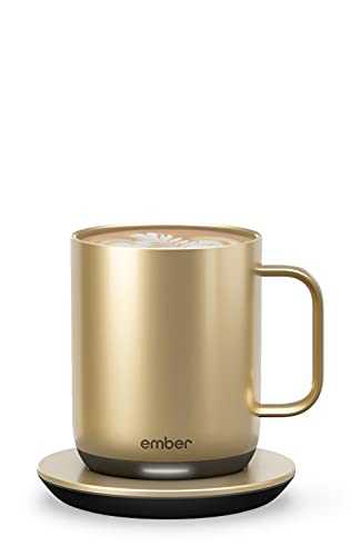 New Ember Temperature Control Smart Mug 2, 295 ml, Gold, 1.5-hr Battery Life - App Controlled Heated Coffee Mug - New & Improved Design