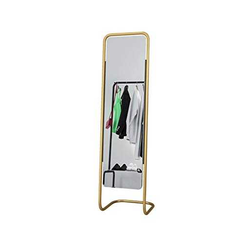 JJZI-L Simple Dressing Mirror, Metal Fashion Floor Mirror Women's Clothing Store Full-length Mirror Rectangle Iron Bracket Decorative Mirror (Color : Gold, Size : 165 * 42CM)