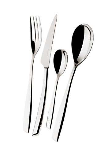 BUGATTI, Riviera, 50-Piece Cutlery Set in 18/10 Stainless Steel. Service for 12 People consisting of 12 Spoons, 12 Forks, 12 Knives, 12 Spoons, 1 Serving Fork and 1 Serving Spoon