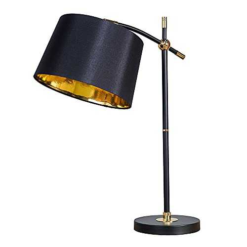 MiniSun Modern Designer Style Black & Polished Brass Bedside Table Lamp