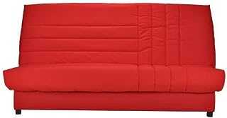 BEIJA 3 Seater Sofa Bed with Bultex Mattress - 100% Cotton Fabric - Contemporary Style - L 192 x D 95 cm - Red