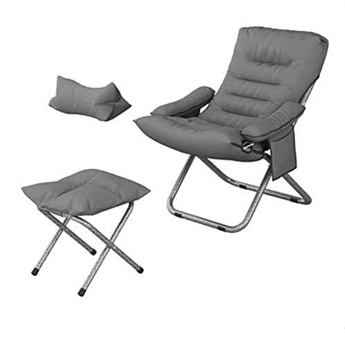 LIGENDEDIAN Recliner Leisure Chair Set, Upholstere Lounge Chair with Footstool, Removable Cushion, Home Office Modern Relaxing Accent Armchair for Living Room, Bedroom, Balcony (Gray)