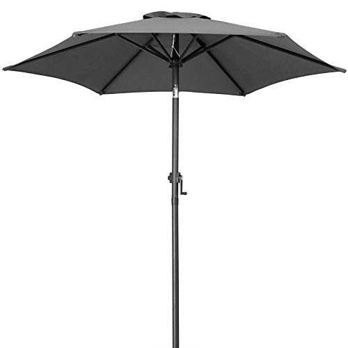 Kingsleeve Deuba Garden Parasol 2m Sun Umbrella Aluminum Tilt Crank UV 40+ Canopy Shade Patio Balcony Cafe Bistro Beach Anthracite