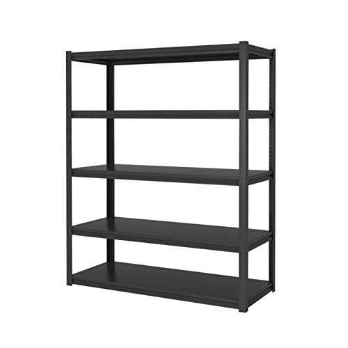 shelf RENJUN- 5-layer Metal Storage Height Adjustable Unit Free Standing Rack Made of Carbon Steel That is Not Easy to Rust Gourd Lock Design Black(Size:30x50x138cm)
