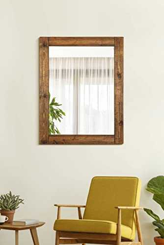 Large Solid Natural Wood Wall Mounted Mirror 4Ft X 3Ft2, 122cm X 97cm