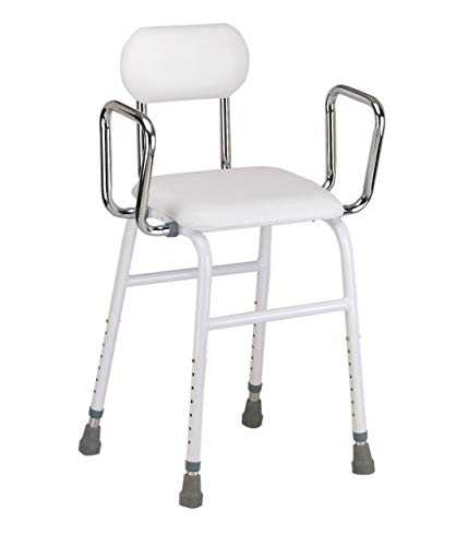 Multi use Perching Stool - adjustable height with removeable armrests and padded seat and back