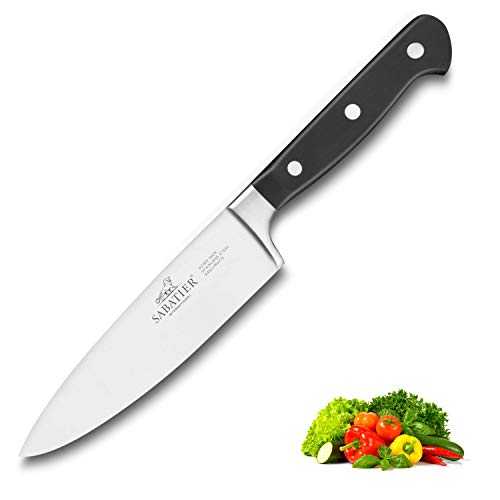 Sabatier Pluton Stainless Steel Rivets Cook's Knife in Box, Black, 15 cm