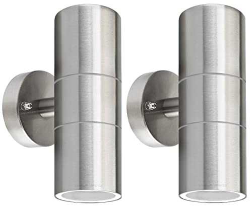 2 X Modern Stainless Steel Up Down Double Wall Spot Light IP65 Outdoor Use ZLC03P2