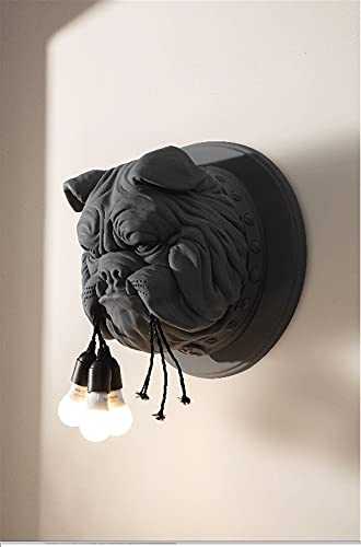 Indoor Wall Light /Farmhouse Wall Light Animals Wall Lamp Resin Dog Head Wall Light Fixtures Bathroom Light Bedroom Sconces Wall lamps Living Room Home Classic Wall Lamp ( Lampshade Color : 2 )