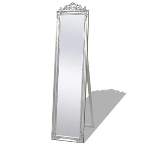 vidaXL Free-Standing Mirror Bedroom Dressing Baroque Style Rectangular Silver