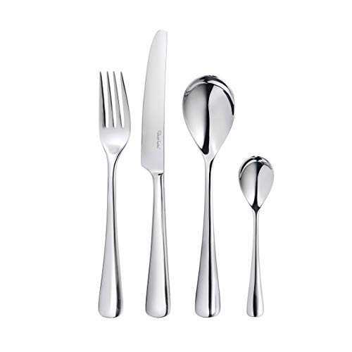 Robert Welch Malvern Bright Cutlery Set, 24 Pieces for 6 People. Made from The Highest Quality Stainless Steel. Dishwasher Safe.