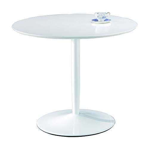 ASPECT JAKOB 4 Seater Round Dining Wooden Top and Metal Base (Table White), 90 diameter x74(H) cm