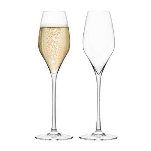 Final Touch 100% Lead-free Crystal Champagne Flutes Glasses Made with DuraSHIELD Titanium Reinforced for Increased Durability Tall 27.8 cm 340ml - Pack of 2