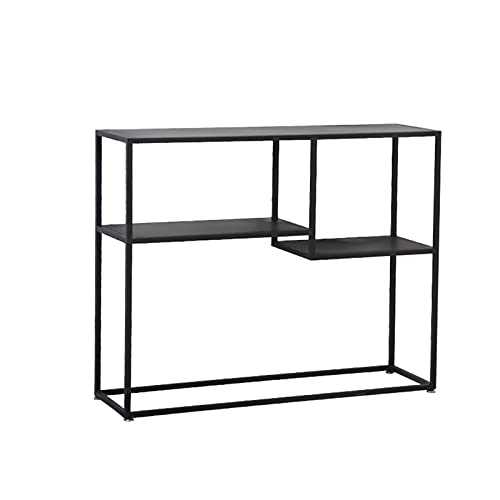 WINECO Creative Console Tables, Living Room Entrance Tables Hotel Sofa Side Display Table Slim Metal Side Tables for Hotel Hallway, Office,with 3-tier Shelf(Size:100CM,Color:Black) (Black 100CM)