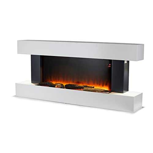 Warmlite WL45033N Hingham Wall Mounted Fireplace with Two Heat Settings and Adjustable Flame Brightness, 2000W, White