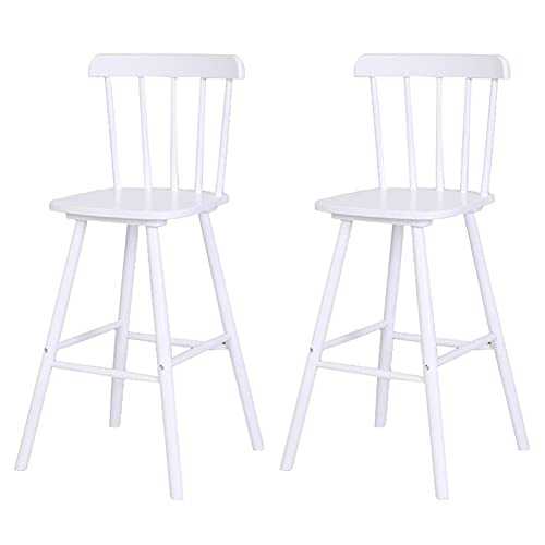 zjyfyfyf Bar Stools Set Of 2 With Backrest Wooden Legs Counter Breakfast Chairs Kitchen (Color : White, Size : 70cm)