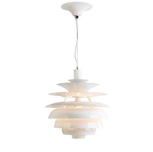 CESULIS Ceiling Light, Nordic Ph Chandelier Light Modern Danish Designer Led Pendant Lamp Creative Dining Room Bedroom Living Room Suspendu E27 (Body Color : White)