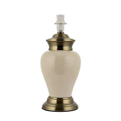Cream Crackle Ceramic & Antique Brass Finish Table Lamp Base Only