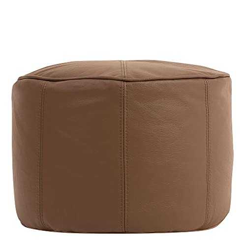 icon Valencia Leather Footstool Pouffe, Brown, Large, 43cm x 27cm, Real Leather Living Room, Bedrooom Footstool Bean Bags