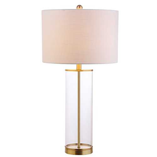 JONATHAN Y JYL2005A Collins 29 inch Glass LED Table Lamp Modern Contemporary Glam Bedside Desk Nightstand Lamp for Bedroom Living Room Office College Bookcase LED Bulb Included, Clear/Brass Gold