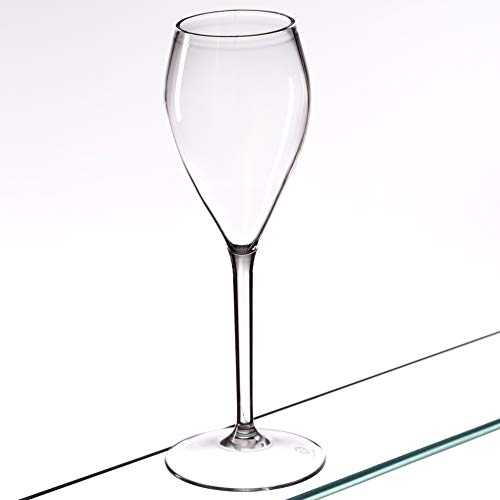 AIOS 6 x Unbreakable Tulip Plastic Champagne Flutes 160ml. Reusable BPA free Tritan Plastic. Dishwasher safe