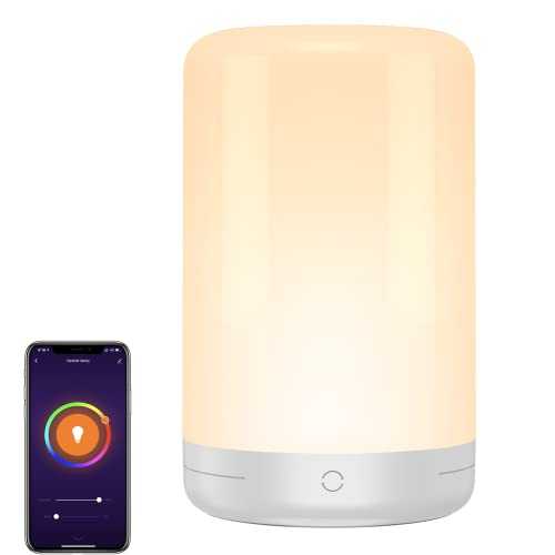 Smart Led Bedside lamp, Alexa Table lamp with Timer Function, WiFi Bedside lamp Touch dimmable for Bedroom and Study, Compatible with Alexa and Google Home, 2700K~3100K, RGB+W, 2.4GHz