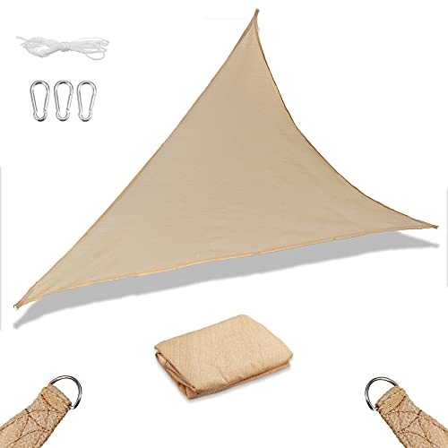 Slimerence Sun Shade Sail, Sun Protection Triangle Awning Canopy UV Block Patio Canopy Water Resistant PES Sunscreen with Free Rope Beige F