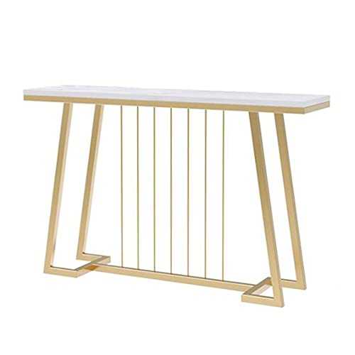 XIAOLIN Against The Wall Marble Console Table Entrance End Table Living Room Narrow Table Storage Shelf Modern Corridor Side Cabinet (Golden) 31.4x11.8x31.4 Inches