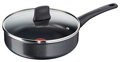 Tefal Elegance C36733 Sauté Pan with Glass Lid 25 cm Non-Stick Coating Thermo-Spot Temperature Indicator Effortless Cleaning Ergonomic Handle All Hob Types Except Induction