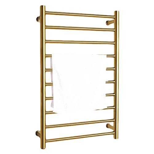 Electric Towel Warmer Electric Towel Warmer Electric Heated Towel Rail 10 Bars Wall Mounted Stainless Steel Hot Towel Warmers Rack for Bathroom Towel Heated Rack Radiator Rose gold (Color : Gold,