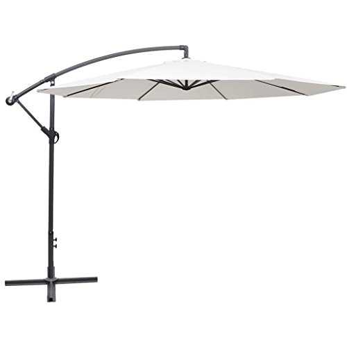 LXDDP Garden Parasol Umbrella, Cantilever Umbrella 3.5m Sand White Outdoor Hanging Parasol Sunshade