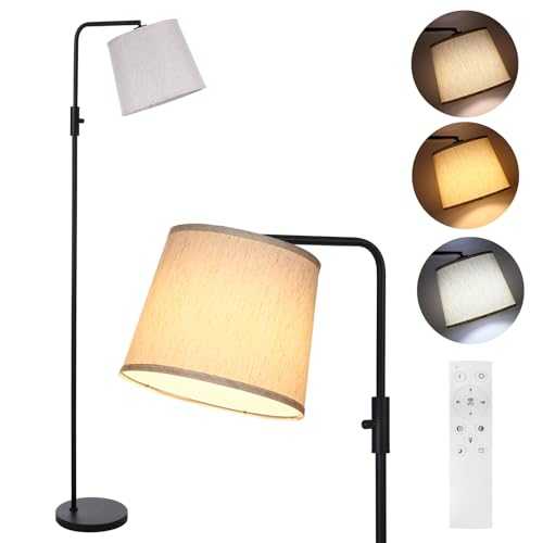 Neoglint Floor Lamp, Arc Floor Lamp with Pulling Switch and Remote Control, LED Tall Lamp with 9W Dimmable Bulb Stepless 3 Color Temperatures Standing Lamp for Living Room Office Bedroom