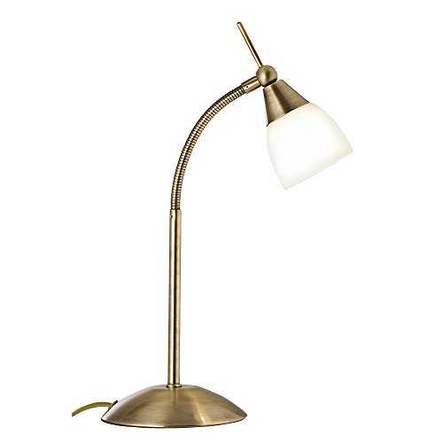9961AB Touch Table Lamp with White Glass in Antique Brass