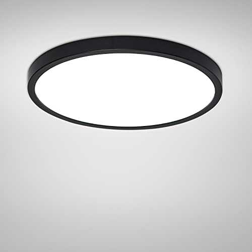Combuh LED Ceiling Light 28W 2520LM Daylight White 6500K Slim Black Ceiling Lamp for Bathroom Bedroom Living Room Kitchen Office Ø30cm