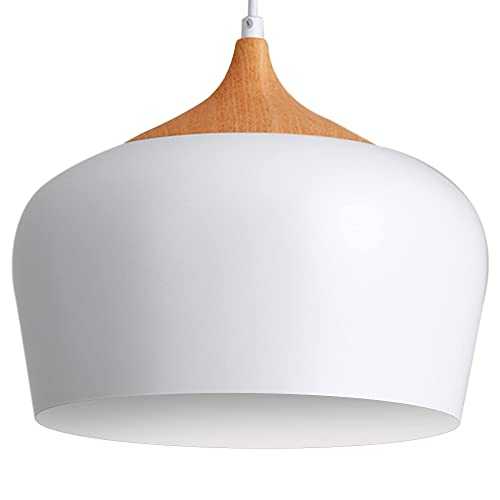 Karmiqi White Ceiling Pendant Light Fixtures Modern Hanging Light with Metal Shade, Contemporary Dome Pendant Lighting for Kitchen Dining Room Bedroom