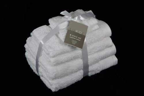 viceroy bedding WHITE 650gsm 6pc Prestige 'Luxor' Egyptian Cotton Towel Bale Bundle Gift Set