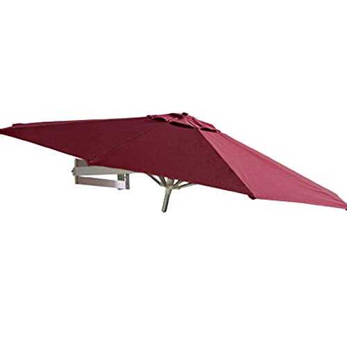 Parasols Wall Mount Patio Umbrella - Outdoor Garden Balcony Tilting Sunshade Umbrella, Ø 7ft / 220cm (Color : Wine Red)