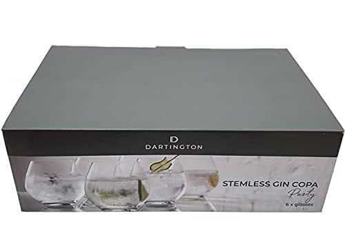 Dartington Crystal 6-Piece Stemless Gin Copa Party Glass, Crystal, 9.5 x 9.5 x 9 cm