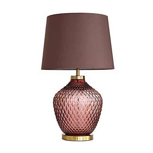 FEIYIYANG Bedside Lamp for Bedroom Glass Bedside Lamps with Cloth Shade and Metal Base Modern Table Lamps for Living Room & Office Remote Control Nightlight, 22.4"/27.5" H Table Lamps for Living room
