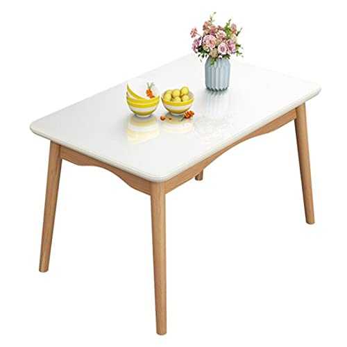 ZDAMN Dining Table Solid Wood Household Modern Minimalist Small Apartment Rectangular Tempered Glass Dining Table Nordic Dining Table for Dining Room (Color : White, Size : 110x60x75cm)