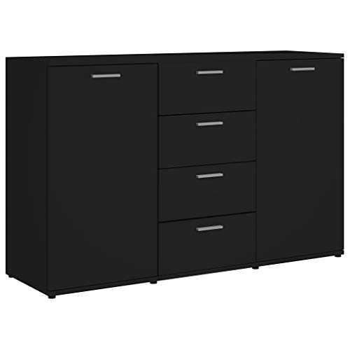 Tidyard Sideboard Storage Cabinet/Sideboards for Living Room High Gloss Black 120x35,5x75 cm Chipboard