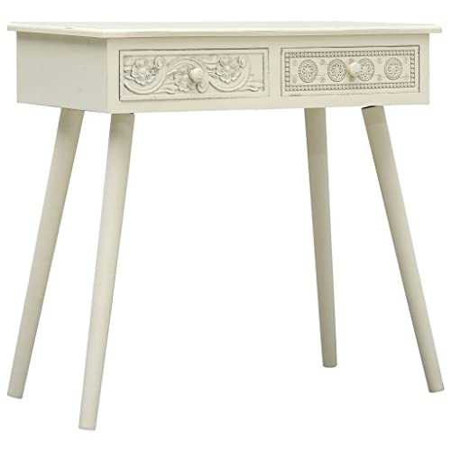 Furniture,Tables,Accent Tables,End Tables,Console Table with 2 Drawers Carving Grey 80x40x77.8 cm Wood,