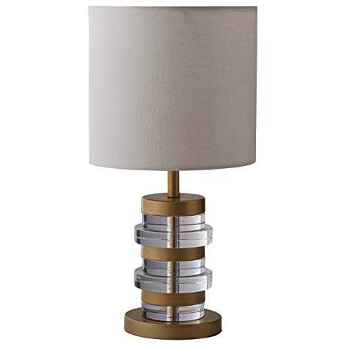 Rivet Modern Brass-Trimmed Table Lamp with Bulb, 16.5"H, Clear