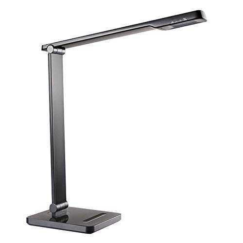 LogIme LED Table Lamp with USB Output Port 5 Lighting Modes Touch Control Dimmable Eye Protection Black 6W Suitable for Work Reading and Learning