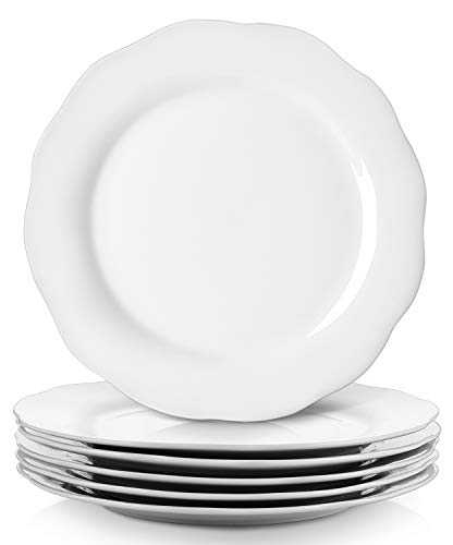 Y YHY Ceramic Dinner Plates, 10 Inch Porcelain Plates for Christmas Dinner, Serving Dish Set of 6, Modern Dinner Plates for Kitchen, Microwave & Dishwasher Safe, Scratch Resistant